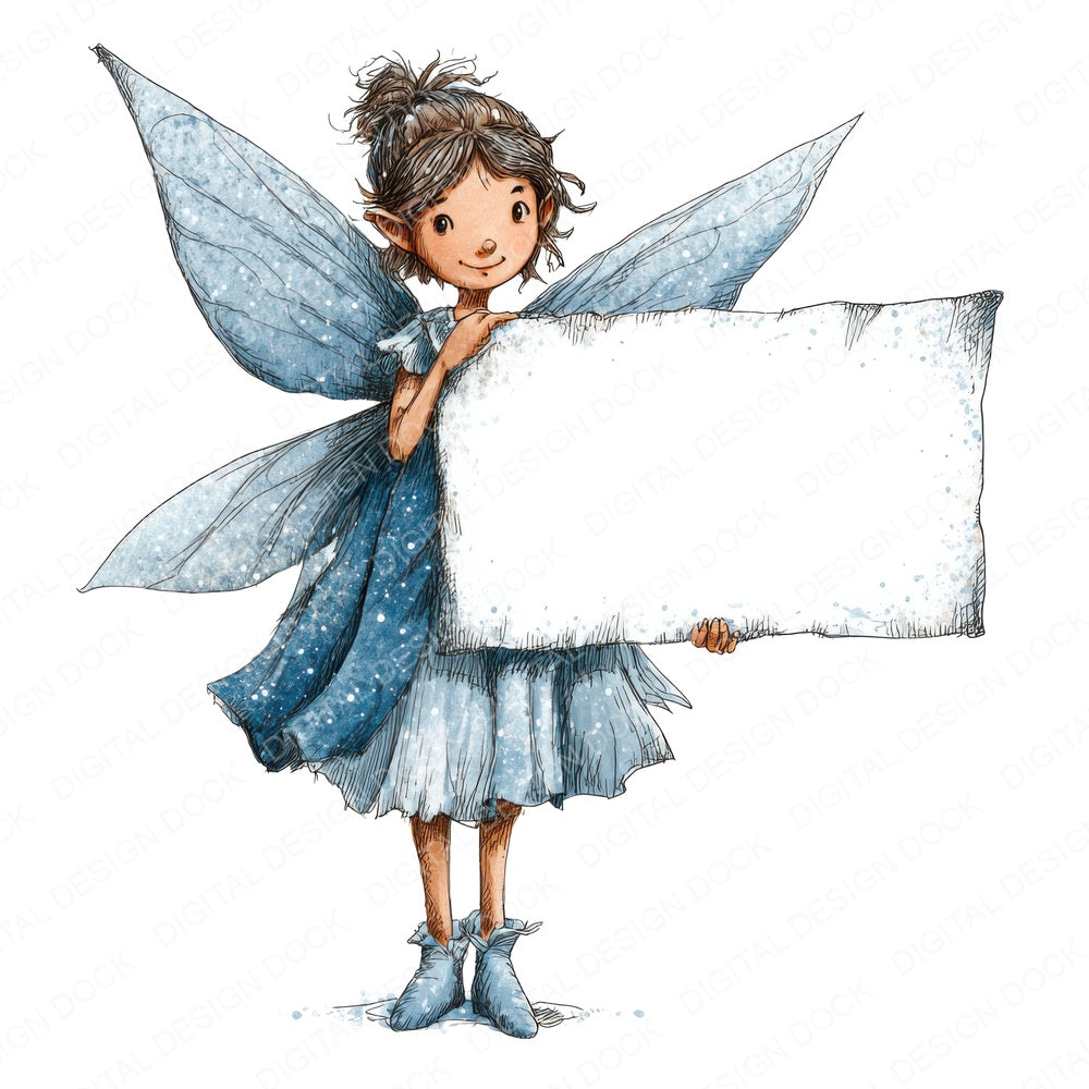 Fairy with Banner fussy cut sheet in US Letter format showing all 12 designs on one printable page