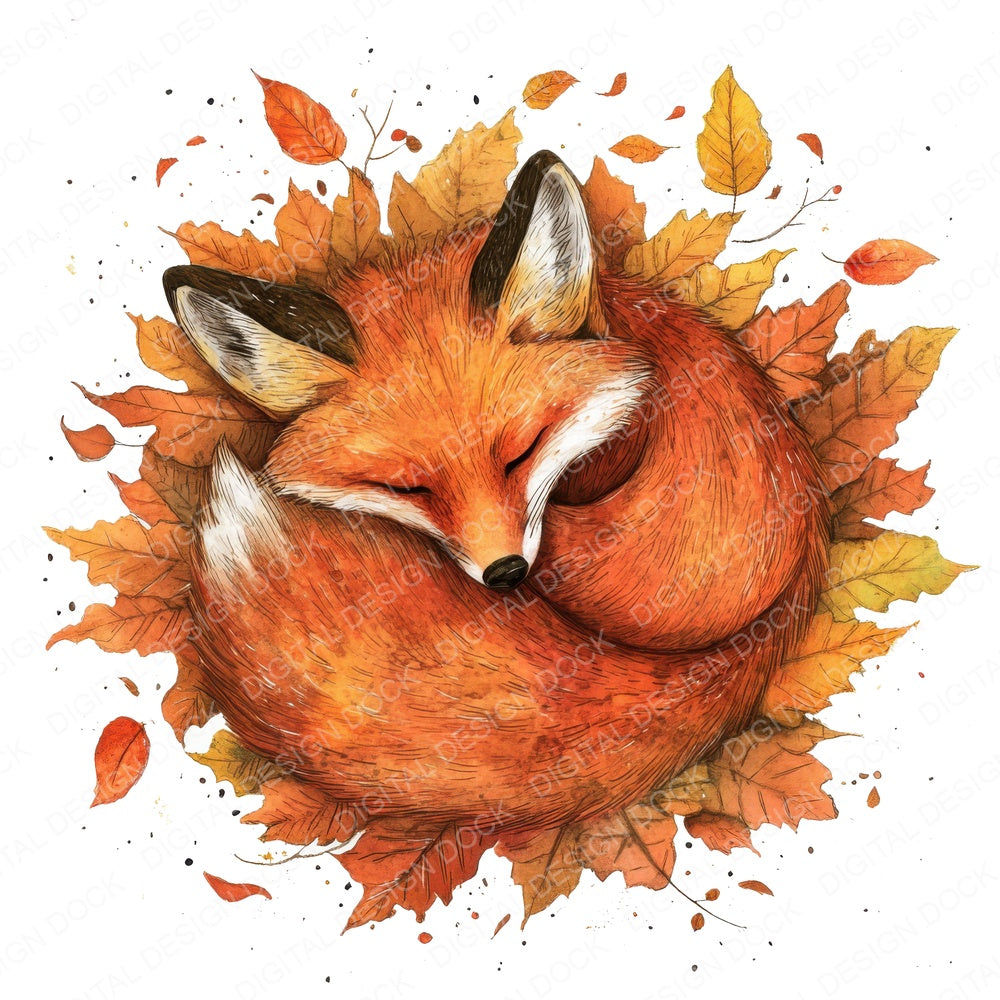 Fall Fox Leaves fussy cut sheet in A4 format showing all 12 designs on one printable page