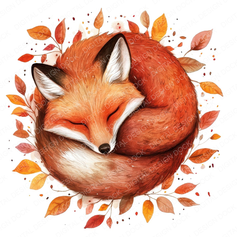 Fall Fox Leaves fussy cut sheet in US Letter format showing all 12 designs on one printable page