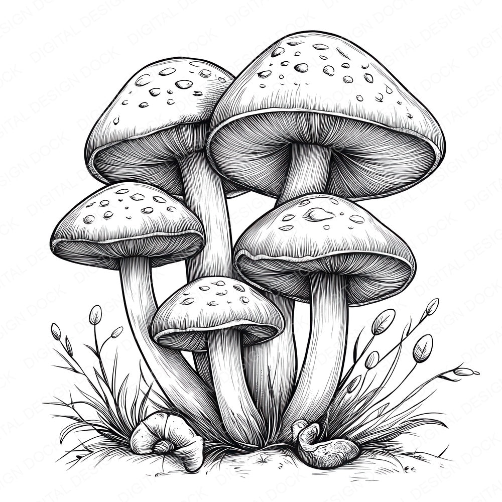 Fantasy Mushroom Cluster fussy cut sheet in A4 format showing all 12 designs on one printable page