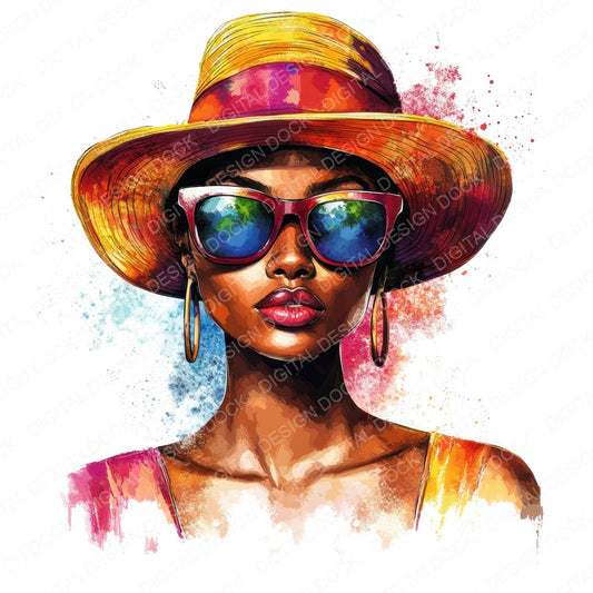 Fashion Black Women fussy cut sheet in A4 format showing all 12 designs on one printable page