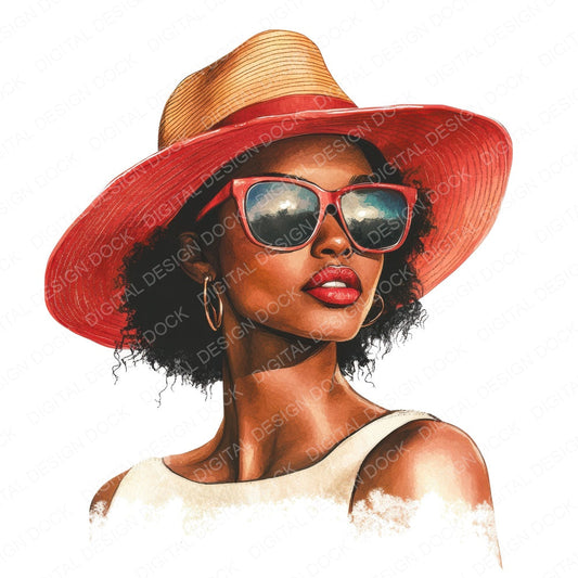 Fashion Black Women fussy cut sheet in US Letter format showing all 12 designs on one printable page