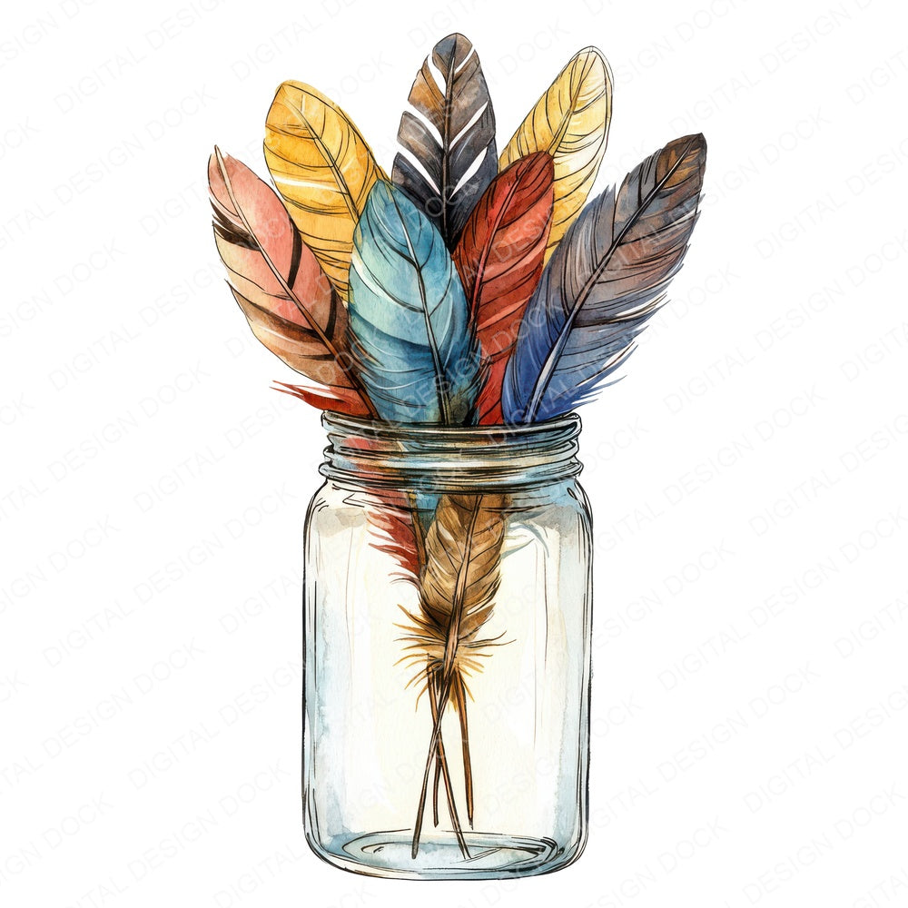 Feather Jar Collection fussy cut sheet in US Letter format showing all 12 designs on one printable page