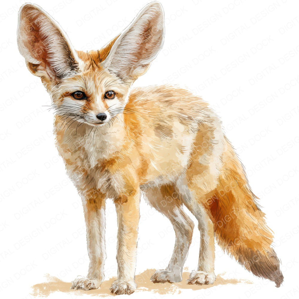 Fennec Fox Exotic Animal fussy cut sheet in A4 format showing all 12 designs on one printable page