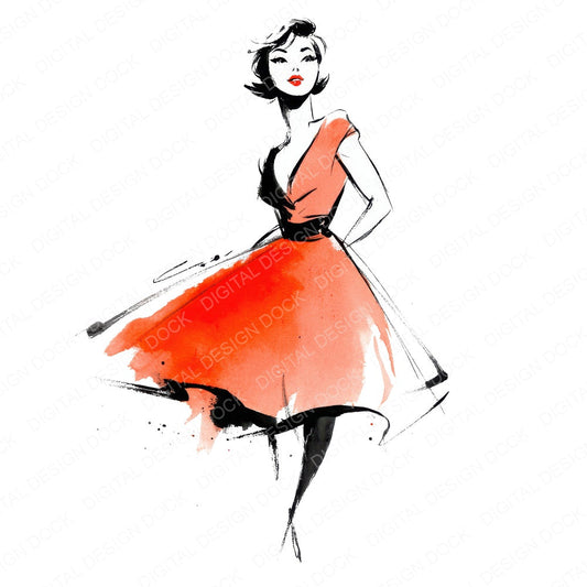 Fifties Rock And Roll Dancer fussy cut sheet in A4 format showing all 12 designs on one printable page