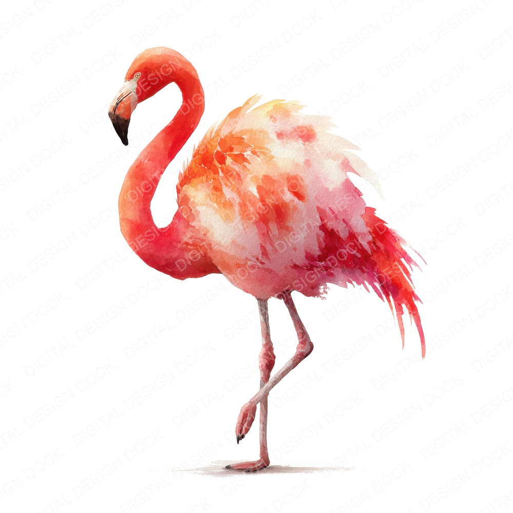 Flamingo Bird Illustration fussy cut sheet in A4 format showing all 12 designs on one printable page