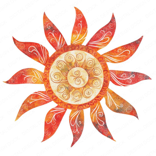 Flat Folk Sunburst fussy cut sheet in A4 format showing all 12 designs on one printable page