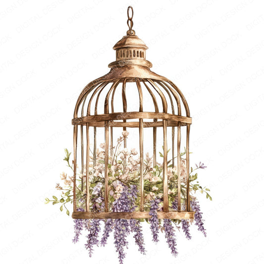 Floral Birdcage Chandelier fussy cut sheet in US Letter format showing all 12 designs on one printable page