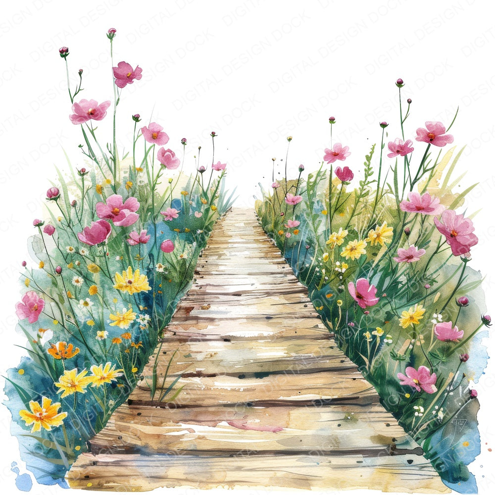 Floral Broadwalk fussy cut sheet in A4 format showing all 12 designs on one printable page