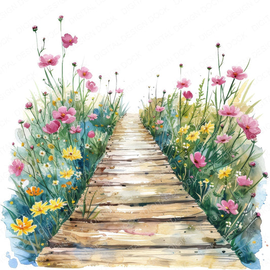 Floral Broadwalk fussy cut sheet in A4 format showing all 12 designs on one printable page