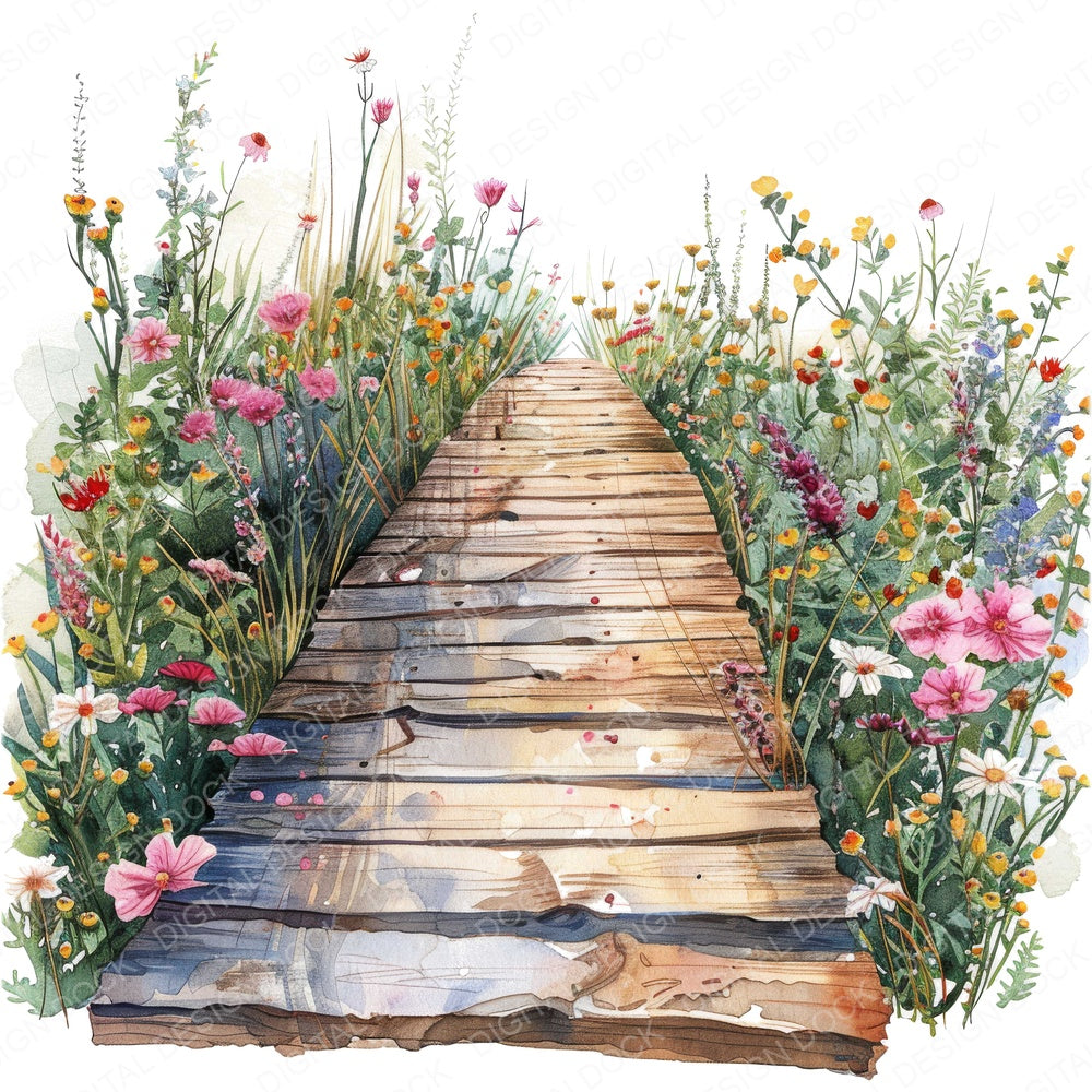 Floral Broadwalk fussy cut sheet in US Letter format showing all 12 designs on one printable page