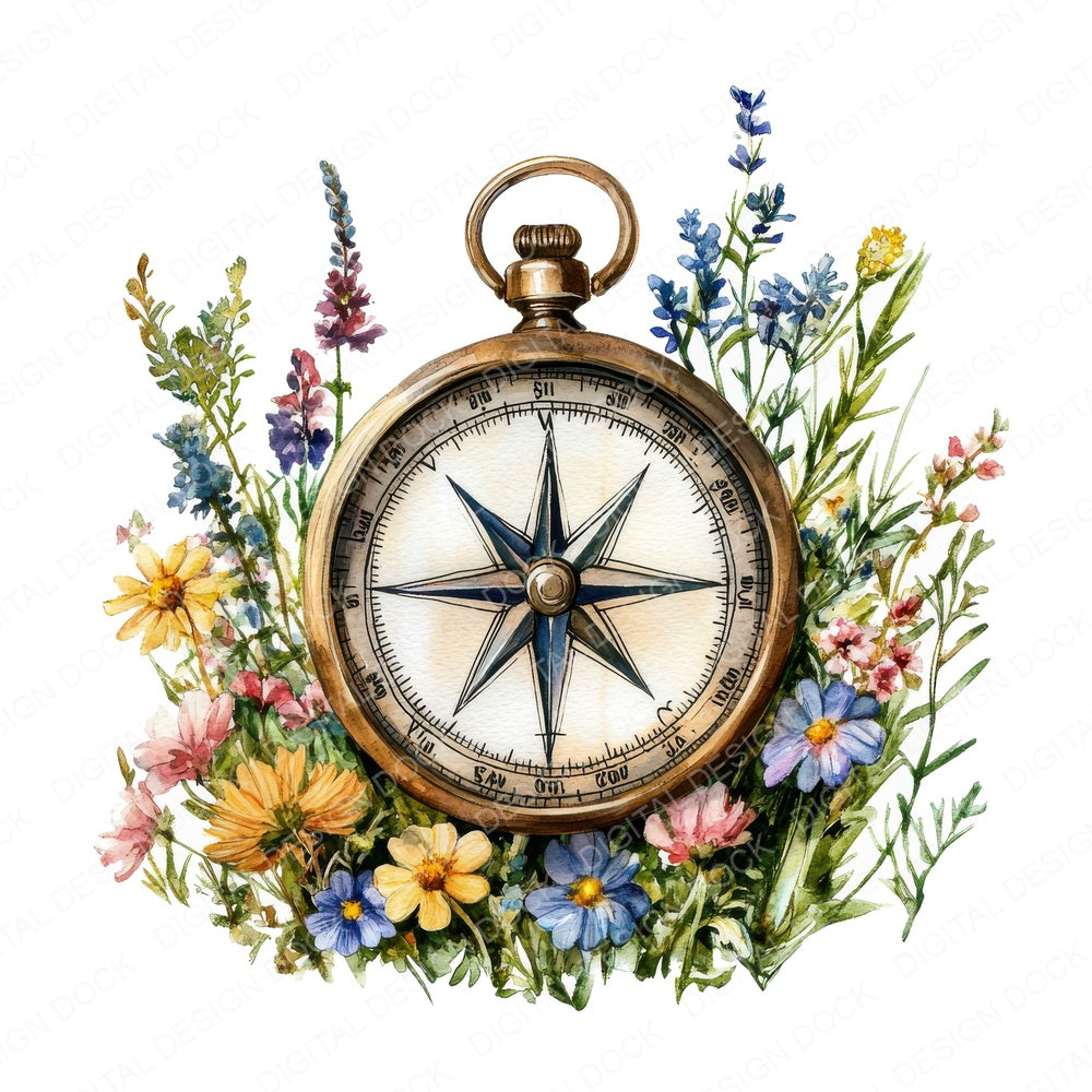 Floral Compass fussy cut sheet in A4 format showing all 12 designs on one printable page