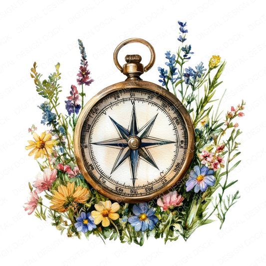 Floral Compass fussy cut sheet in A4 format showing all 12 designs on one printable page