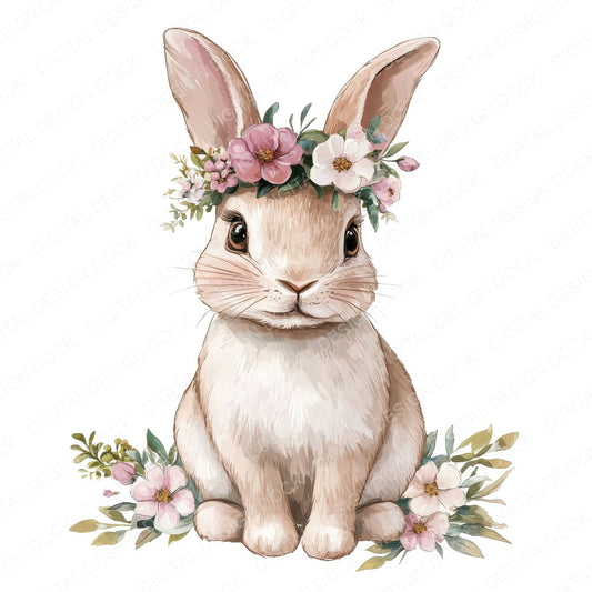 Floral Easter Bunny fussy cut sheet in A4 format showing all 12 designs on one printable page