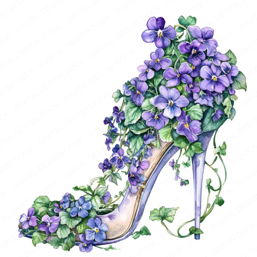 Floral Filled Heel fussy cut sheet in A4 format showing all 12 designs on one printable page