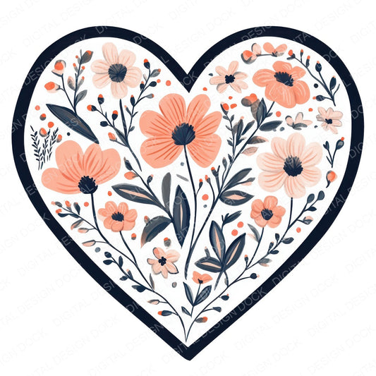 Floral Folk Heart fussy cut sheet in A4 format showing all 12 designs on one printable page