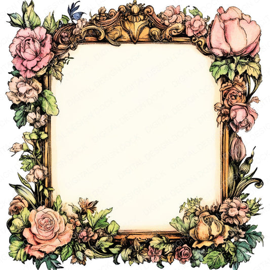 Floral Frame fussy cut sheet in A4 format showing all 12 designs on one printable page
