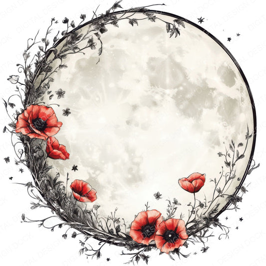 Floral Full Moon fussy cut sheet in US Letter format showing all 12 designs on one printable page