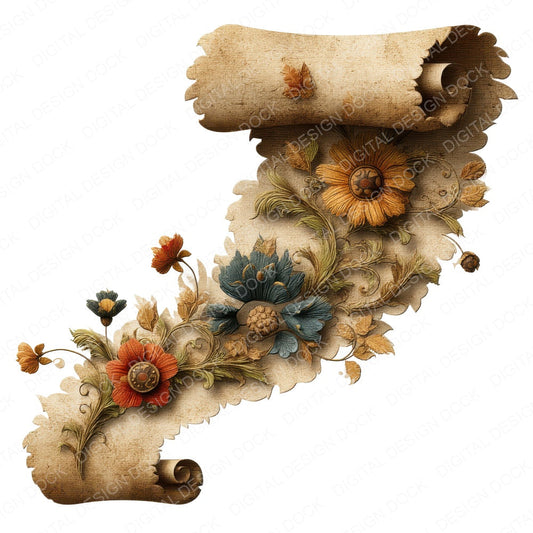 Floral Scroll fussy cut sheet in A4 format showing all 12 designs on one printable page