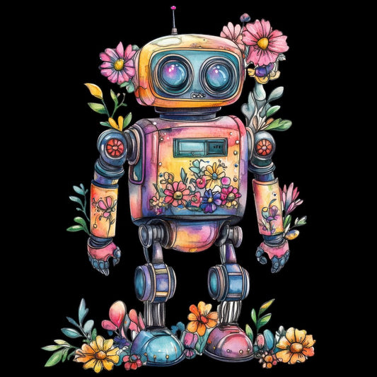 Floral Retro Robot Clipart Set (DDD005423)