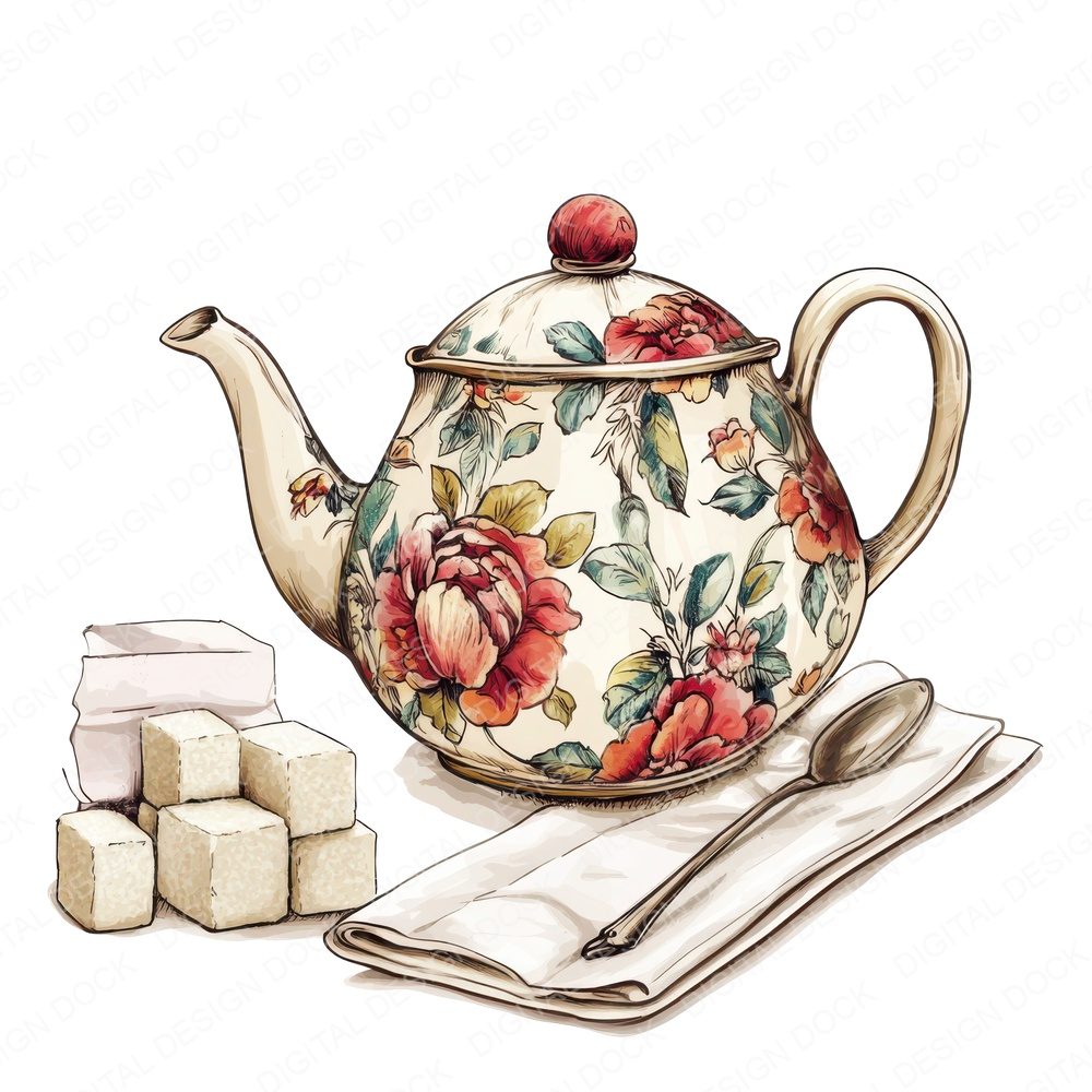 Floral Teapot Fussy Cut Sheets (DDD009810)