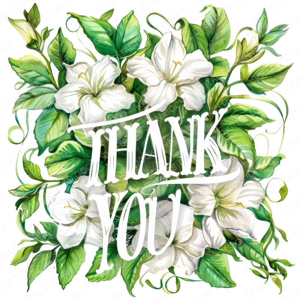 Floral Thank You Title fussy cut sheet in A4 format showing all 12 designs on one printable page
