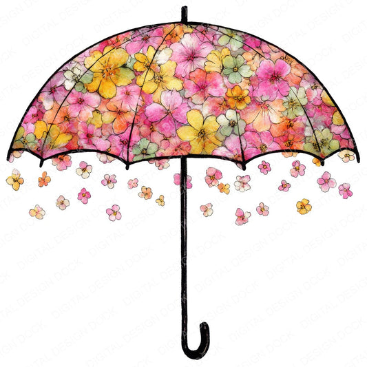 Flower Rain Umbrella fussy cut sheet in A4 format showing all 12 designs on one printable page