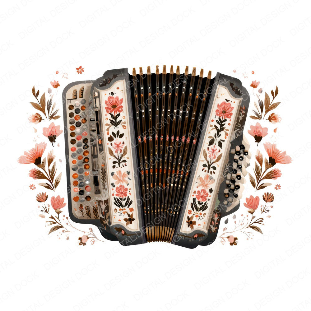 Folk Art Accordion fussy cut sheet in A4 format showing all 12 designs on one printable page