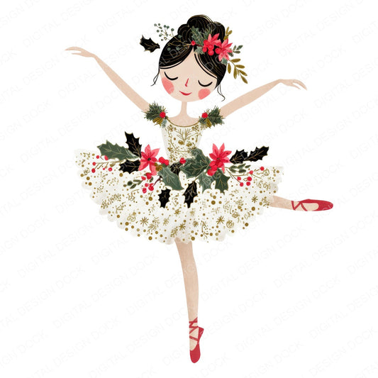 Folk Art Ballerina Garland fussy cut sheet in US Letter format showing all 12 designs on one printable page
