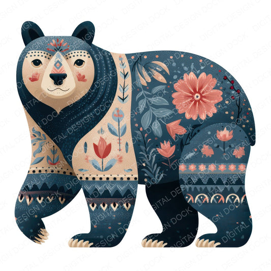 Folk Art Bear Clipart Set (DDD008250)