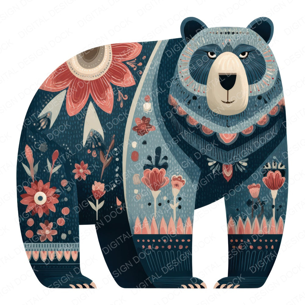 Folk Art Bear Clipart Set (DDD008250)