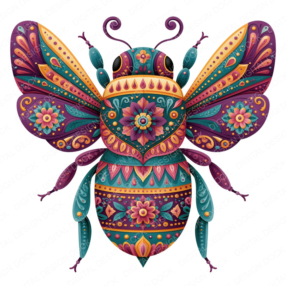 Folk Art Bee Clipart Set (DDD013826)