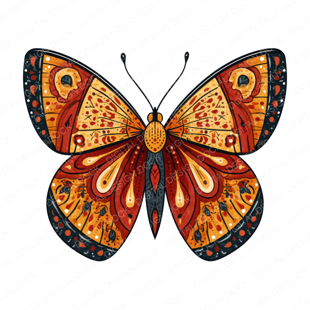 Folk Art Butterfly Clipart Set (DDD013725)