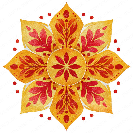 Folk Art Christmas Star fussy cut sheet in A4 format showing all 12 designs on one printable page