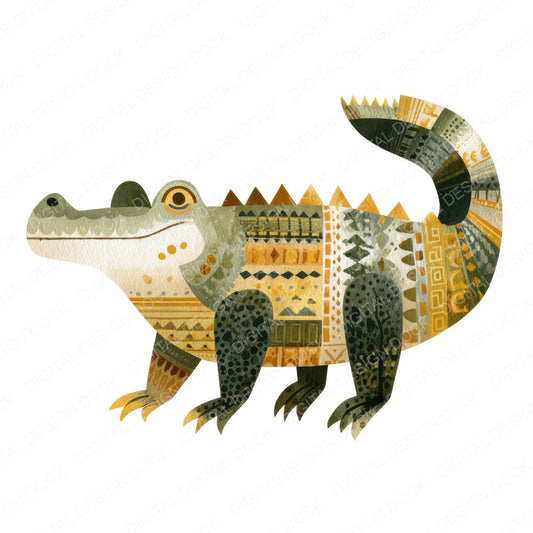 Folk Art Crocodile Clipart Set (DDD008252)