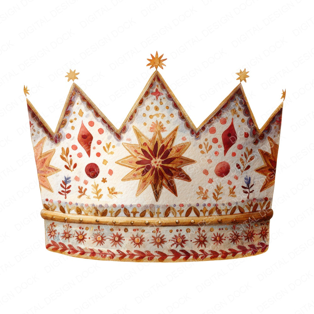 Folk Art Crown fussy cut sheet in A4 format showing all 12 designs on one printable page