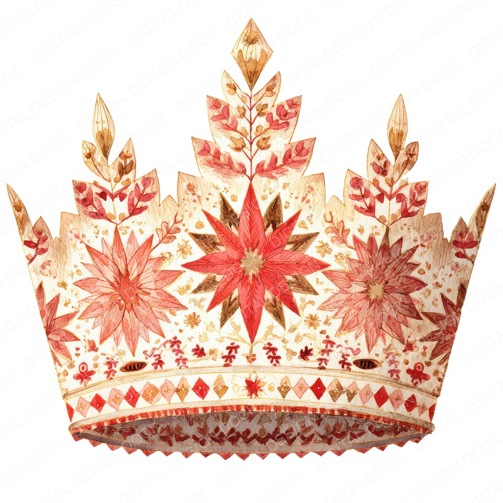 Folk Art Crown fussy cut sheet in US Letter format showing all 12 designs on one printable page
