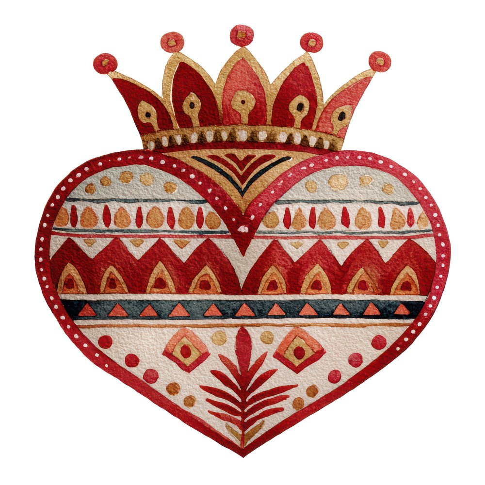 Folk Art Crowned Heart Clipart Set (DDD005479)