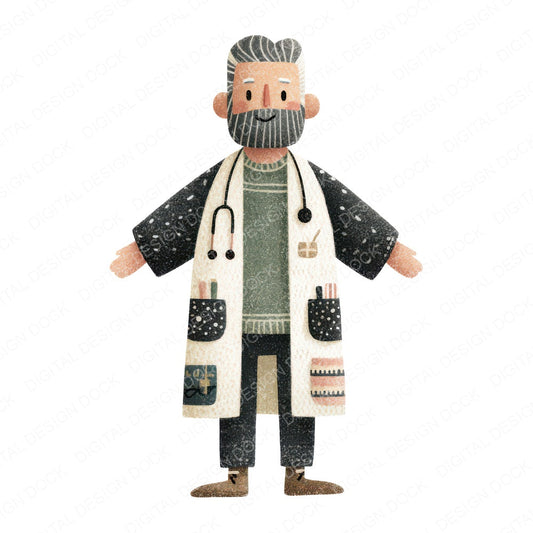 Folk Art Doctor Character Clipart Set (DDD008472)