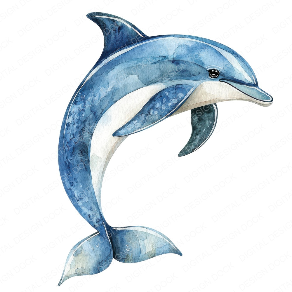 Folk Art Dolphin fussy cut sheet in US Letter format showing all 12 designs on one printable page