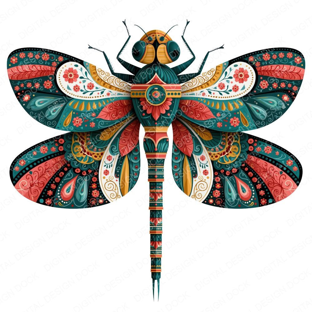 Folk Art Dragonfly Clipart Set (DDD013831)