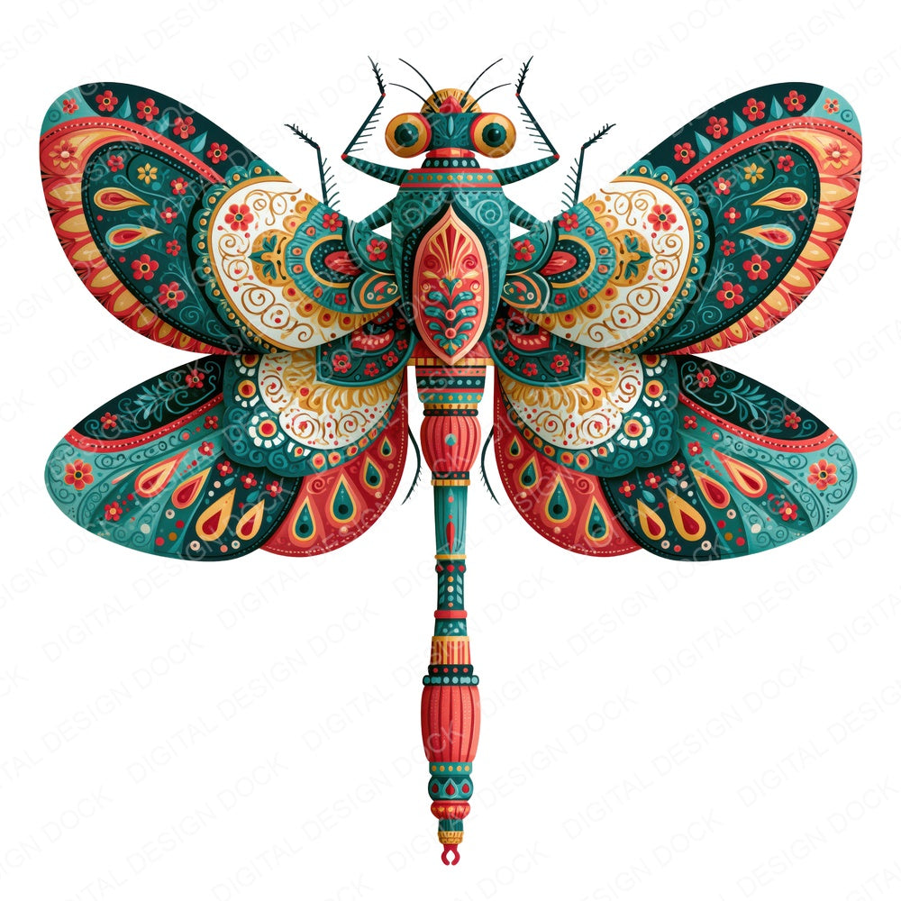 Folk Art Dragonfly Clipart Set (DDD013831)