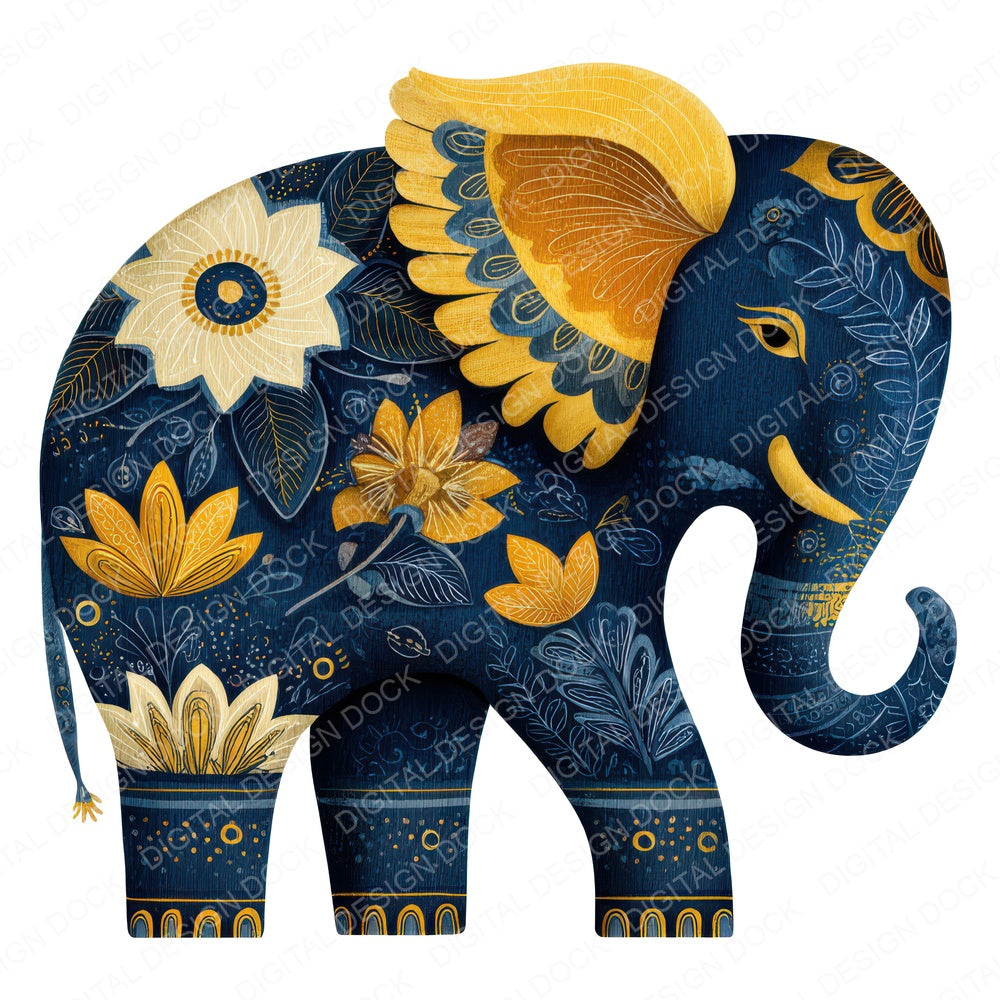 Folk Art Elephant Clipart Set (DDD008254)