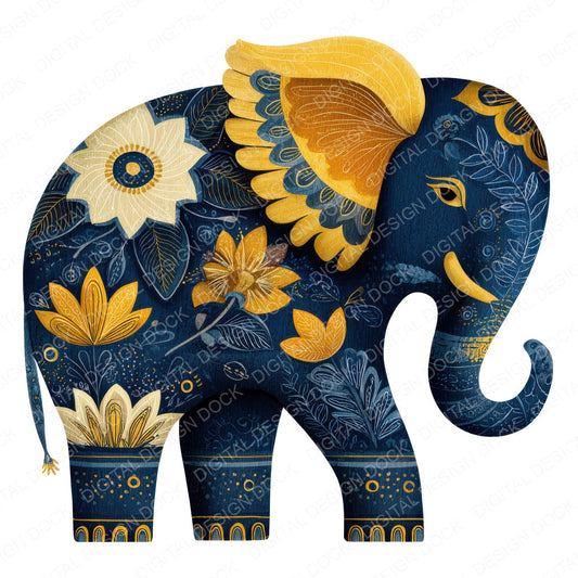 Folk Art Elephant Clipart Set (DDD008254)
