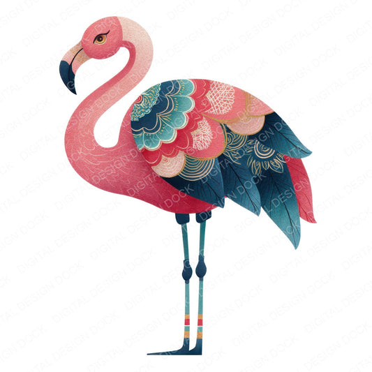 Folk Art Flamingo Clipart Set (DDD008255)
