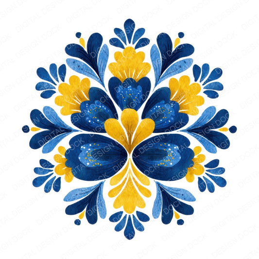 Folk Art Flower fussy cut sheet in A4 format showing all 12 designs on one printable page