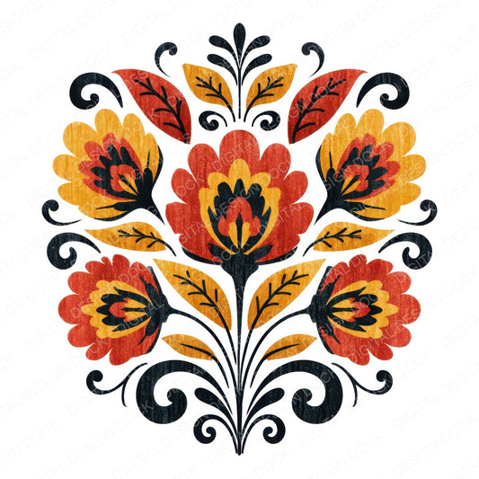 Folk Art Flower Bouquet Clipart Set (DDD013687)