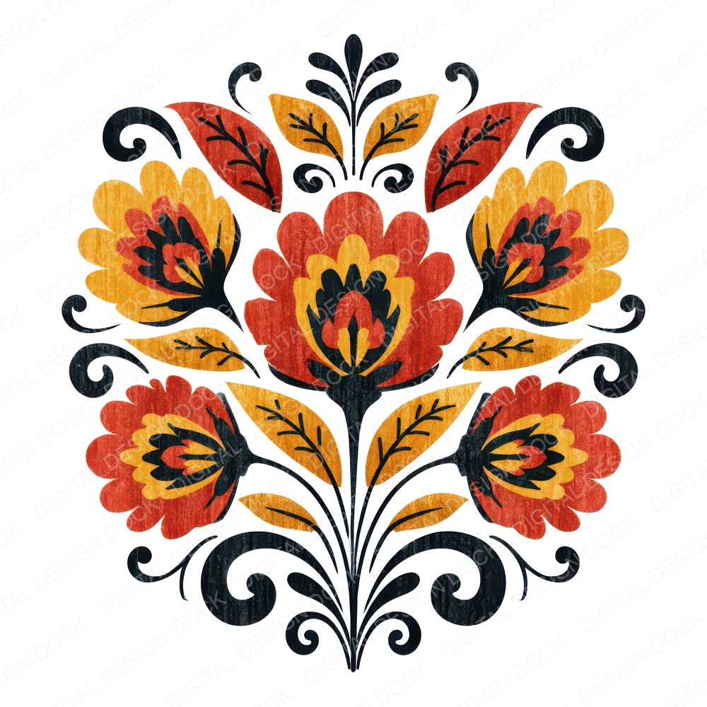 Folk Art Flower Bouquet Fussy Cut Sheets (DDD013707)