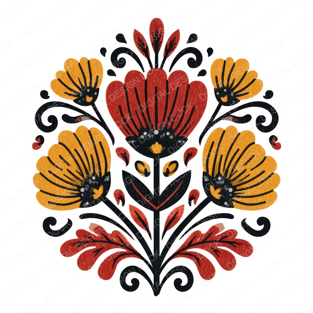 Folk Art Flower Bouquet Fussy Cut Sheets (DDD013707)