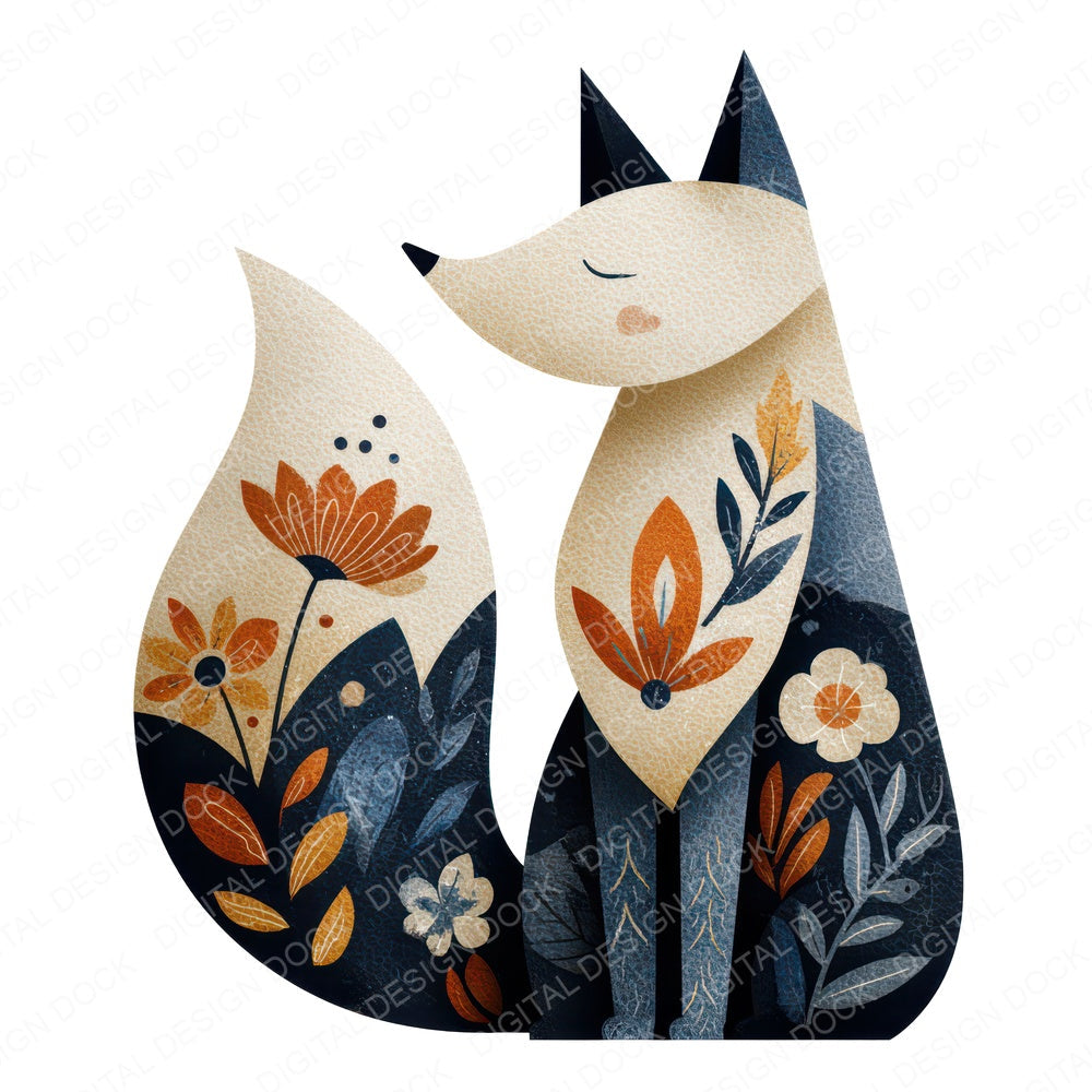 Folk Art Fox Clipart Set (DDD008256)